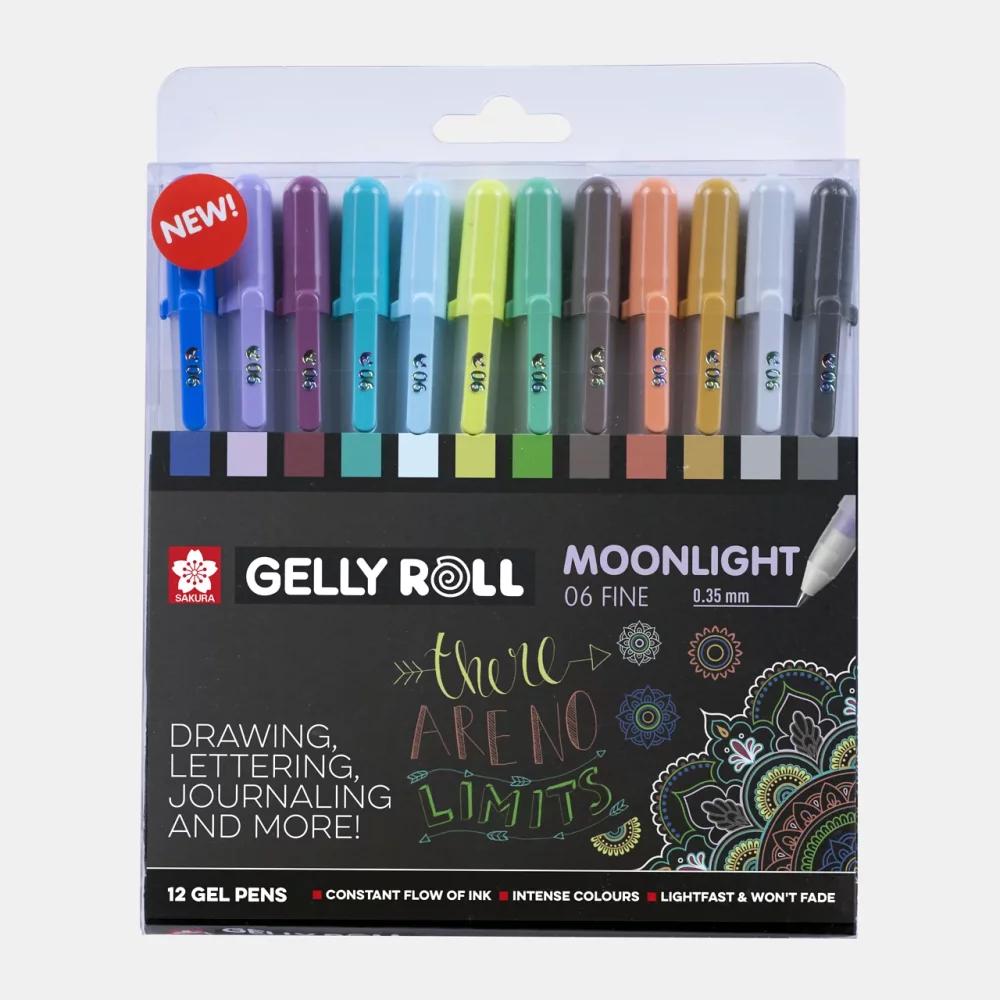 SET BOLIGRAFOS DE GEL GELLY MOONLIGHT SAKURA 12 FINE