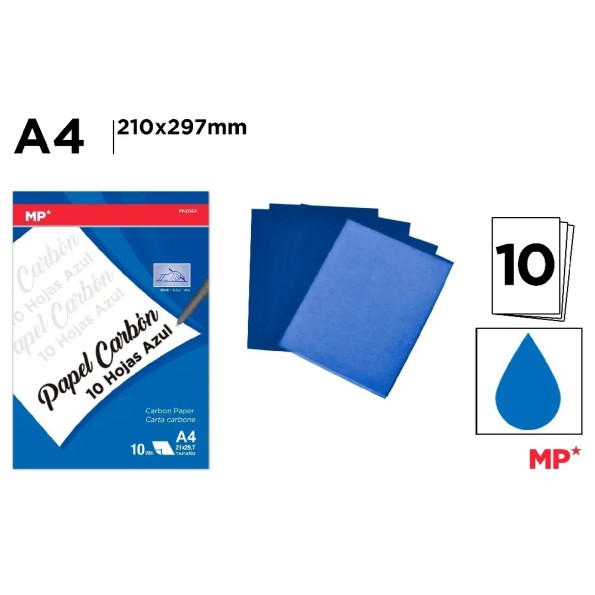 PAPEL CARBÓN 10 HOJAS AZUL