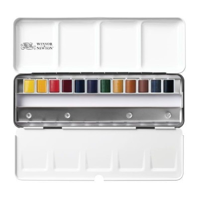 CAJA METÁLICA DE ACUARELA WINSOR&NEWTON 12 PASTILLAS