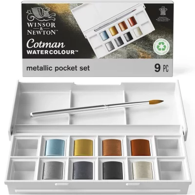 CAJA ACUARELAS COTMAN VIAJE 8 PASTILLAS METÁLICAS