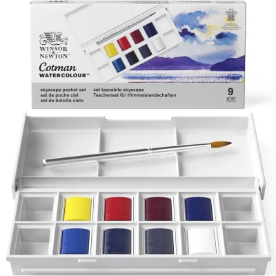 CAJA 8 ACUARELAS COTMAN GAMA CIELO