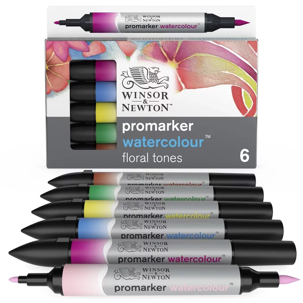 SET 6 ROTULADORES ACUARELABLES WINSOR & NEWTON TONOS FLORALES