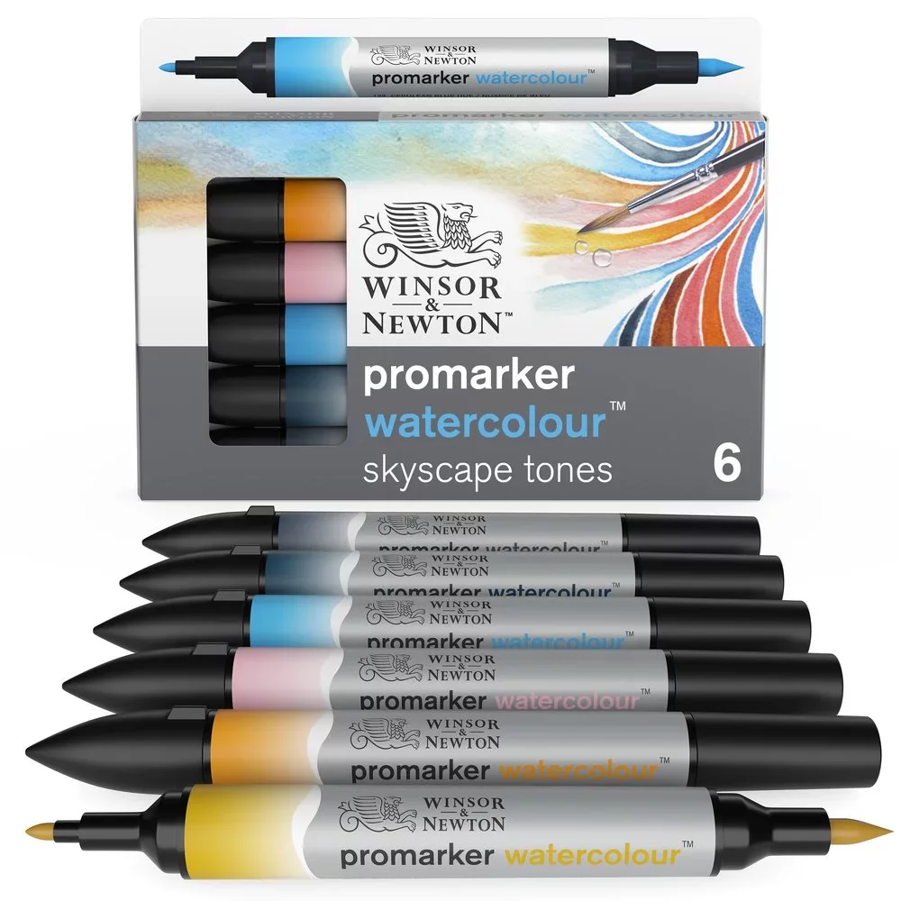 SET 6 ROTULADORES ACUARELABLES WINSOR & NEWTON TONOS CIELO