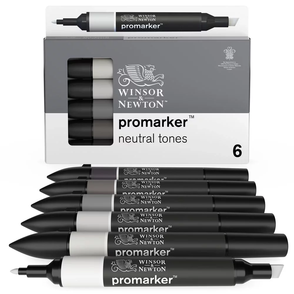 SET 6 ROTULADORES PROMARKER  WINSOR & NEWTON GRISES NEUTROS