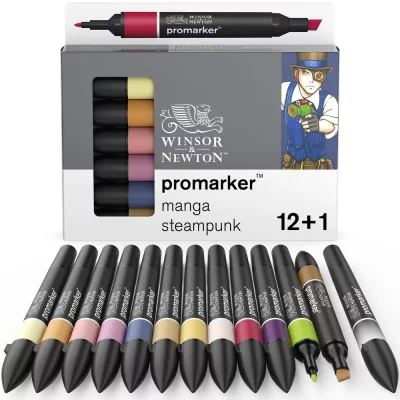 SET 12+1 ROTULADORES PROMARKER  WINSOR & NEWTON   MANGA STEAMPUNK