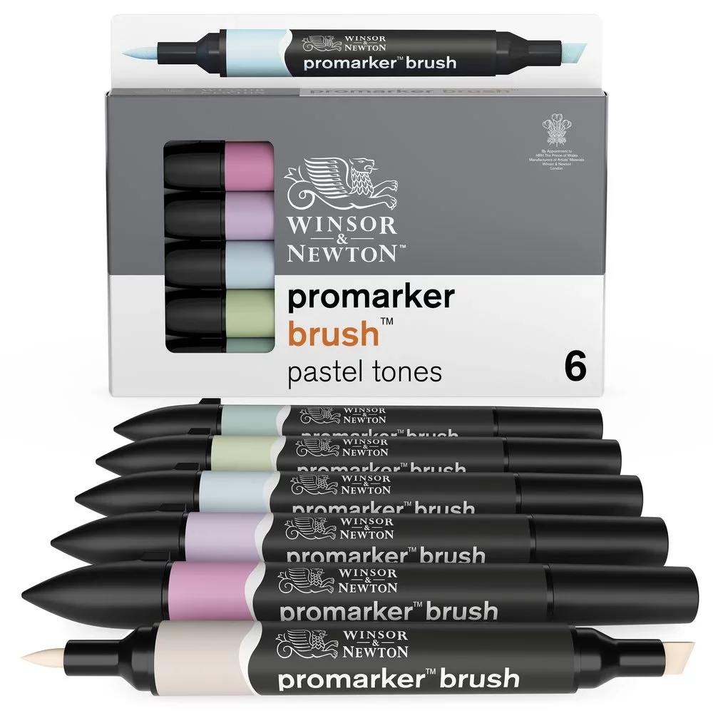 SET 6 ROTULADORES PROMARKER  BRUSH  WINSOR & NEWTON PASTEL