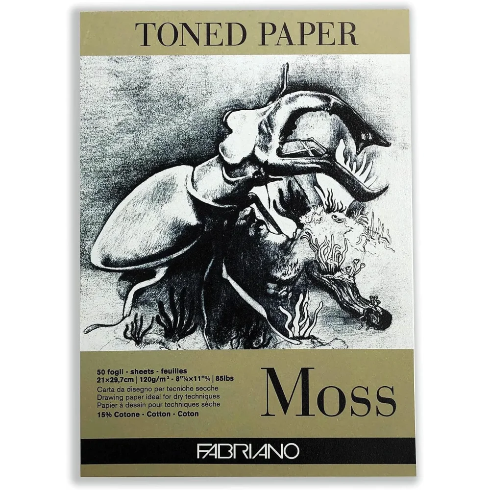 BLOC FABRIANO DIBUJO TONED PAPER MOSS 120 GR