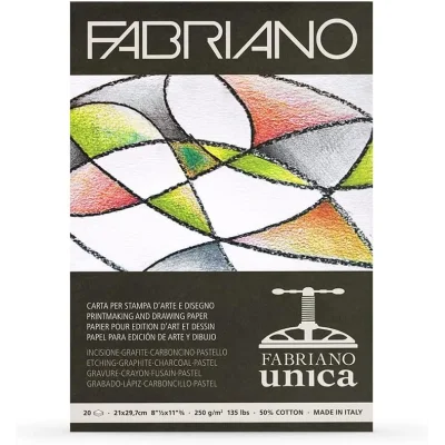 BLOC PAPEL GRABADO FABRIANO UNICA 250 GRAMOS BLANCO