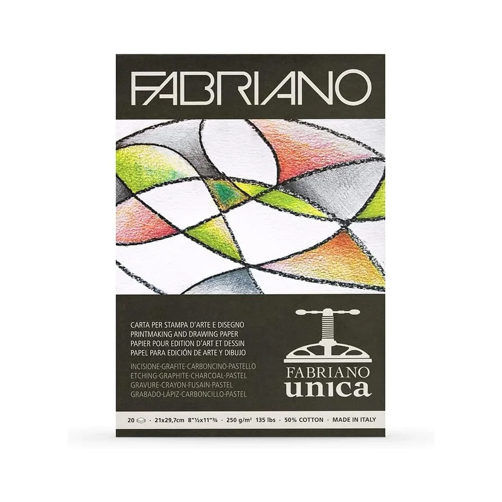 BLOC PAPEL GRABADO FABRIANO UNICA 250 GRAMOS BLANCO