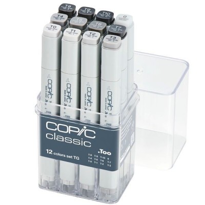 CAJA 12 ROTULADORES COPIC MARKER GRISES TONER