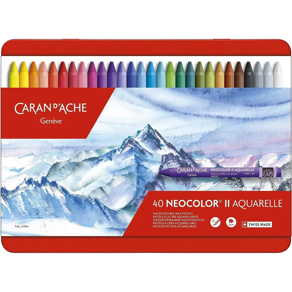 CAJA CERAS ACUARELABLES CARANDACHE 40 COLORES