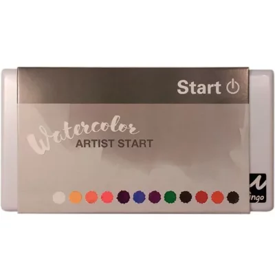 CAJA ACUARELA START CAJA METAL 12 PASTILLAS + PINCEL RELLENABLE+12 ESPACIOS VACIOS