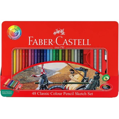 CAJA METALICA 48 LAPICEROS COLOR FABER CASTELL