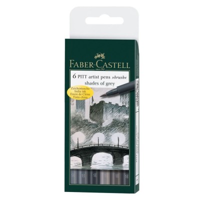 SET 5 ROTULADORES DE TINTA FABER CASTEL PITT TONOS GRISES