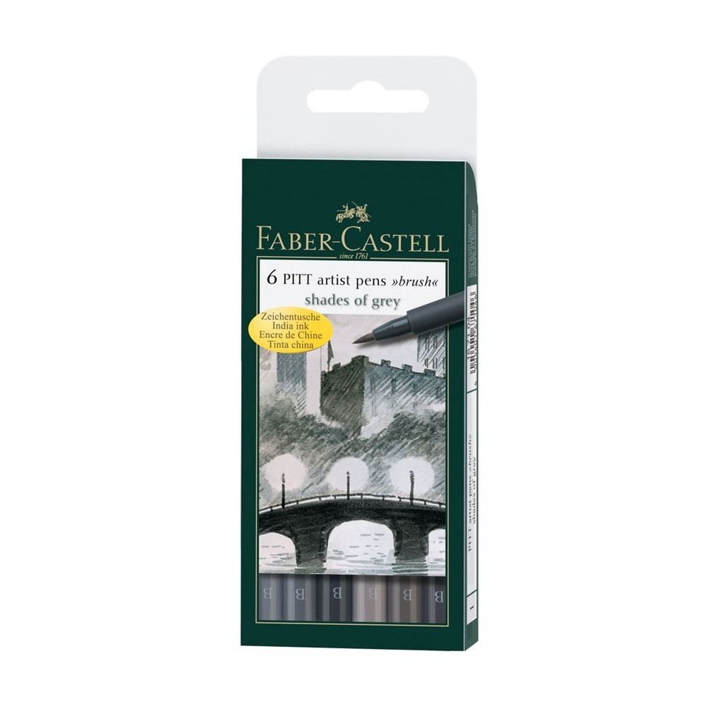 SET 5 ROTULADORES DE TINTA FABER CASTEL PITT TONOS GRISES