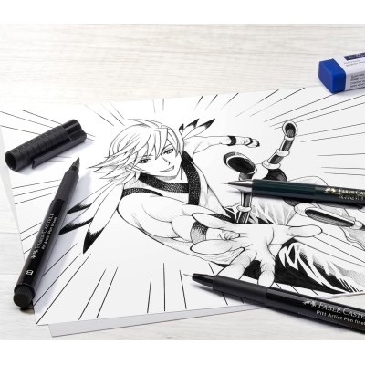 SET 4 ROTULADORES DE TINTA FABER CASTEL PITT MANGA BLACK