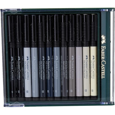 SET 12 ROTULADORES FABER CASTELL PITT TONOS GRISES