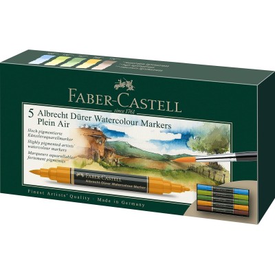 CAJA 5 ROTULADORES ACUARELABLES FABER CASTELL TONOS PLEN AIR