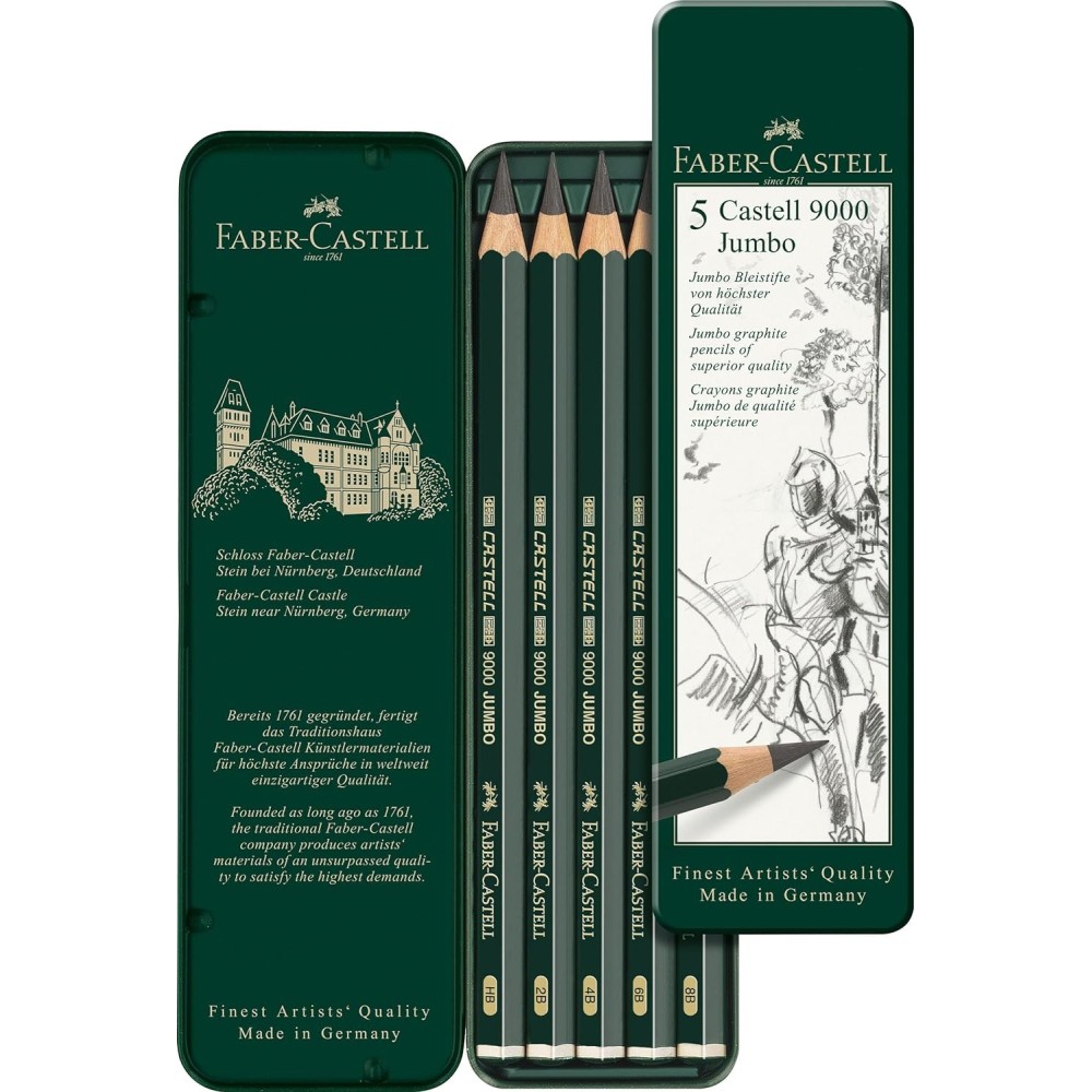 CAJA 5 LAPICEROS DE GRAFITO FABER CASTELL JUMBO