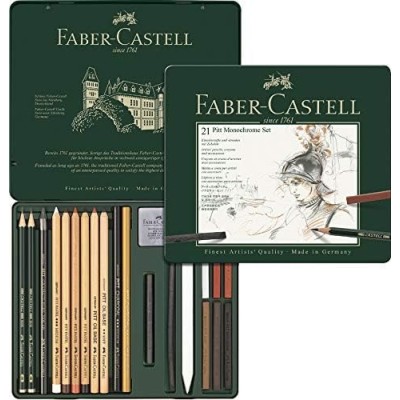 CAJA FABER CASTELL PITT MONOCHROME 21 PIEZAS