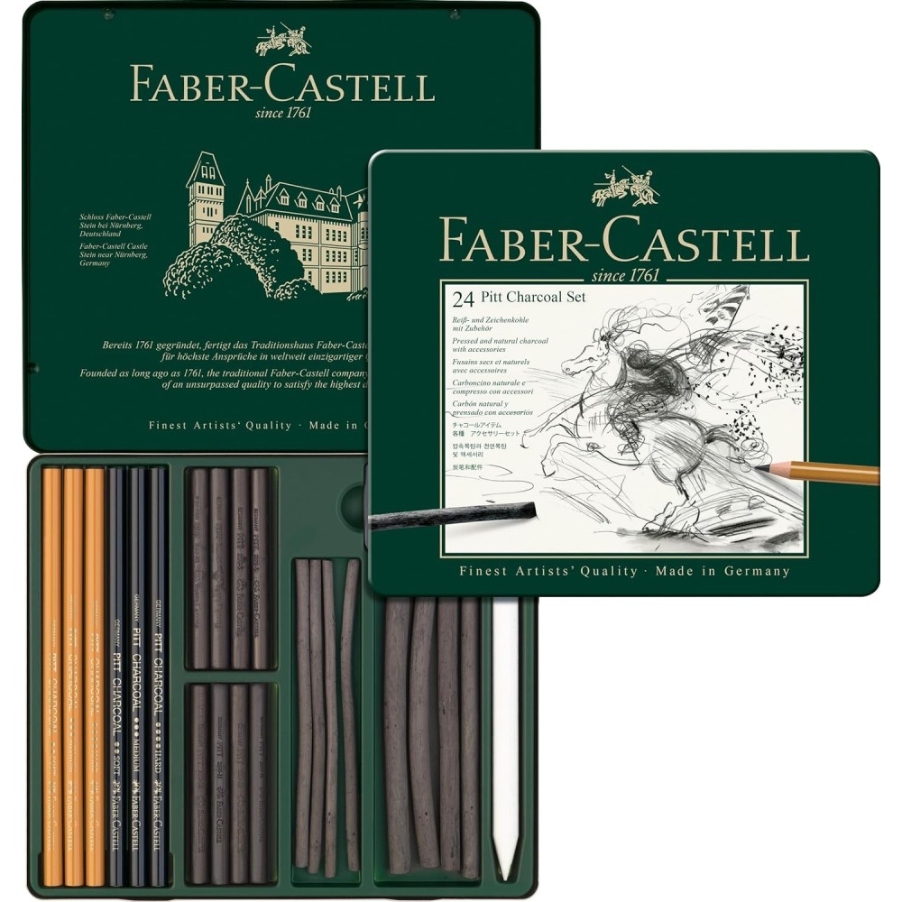 CAJA FABER CASTEL PITT CHARCOAL 24 PIEZAS